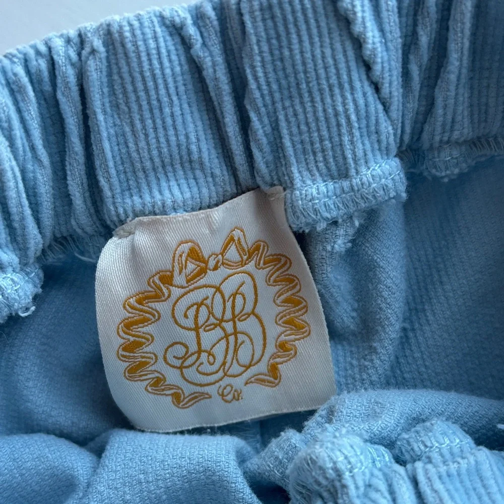 The Beaufort Bonnet Company Blue Corduroy shorts with Cream Bow